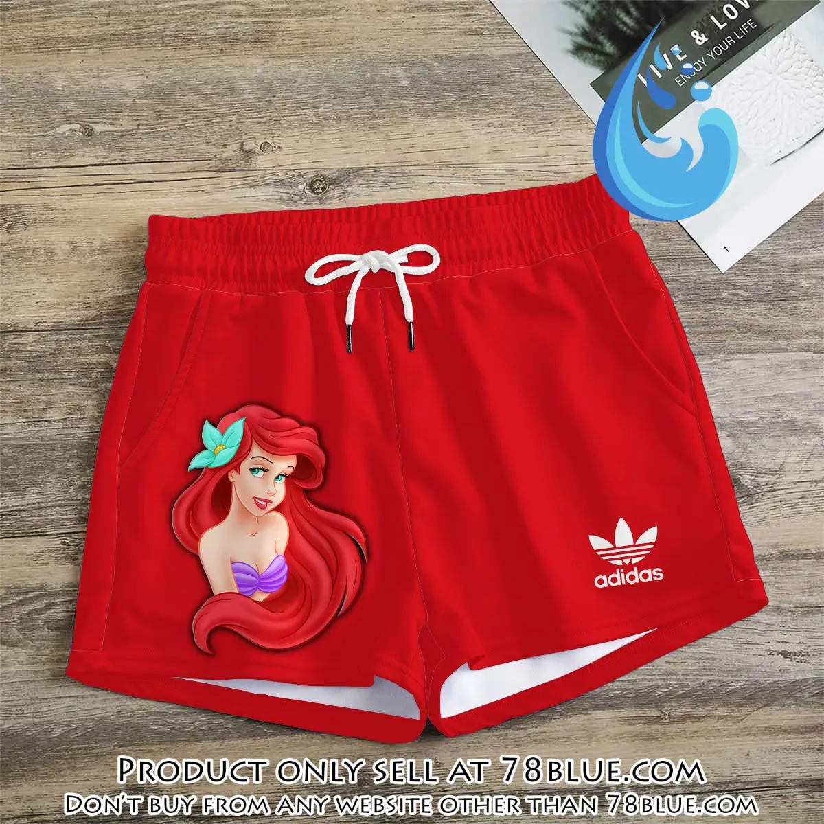 Premium ariel princess in adidas women shorts lady beach shorts wms1087 78b2045596